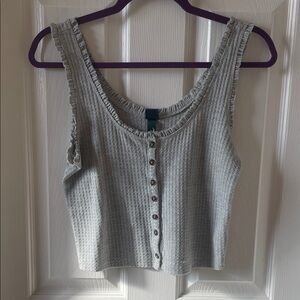 Wild Fable Light Gray Buttoned Crop Top size XS extra small